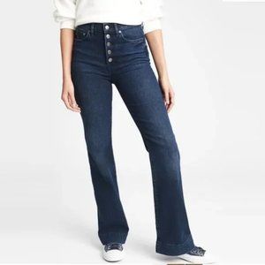 GAP Denim Womens Dark Blue Jeans Vintage Flare High Rise Size 33 / 16 R